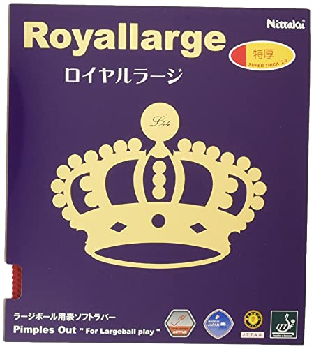 商品名 &nbsp;(Nittaku)ニッタク　ロイヤルラージ　レッドMAX &nbsp;商品説明 原産国:日本 仕様:表ソフトAC 厚さ:A、TA、MAX A厚さ:厚 TA厚さ:特厚 MAX厚さ:MAX スピード:11.0、スピン:11.7 硬さ:スーパーソフト ? もっと見るアクティブチャージにより、従来のラージボールラバーと比べて高いスピード性能とスピン性能を実現。トップ選手使用のラバーです