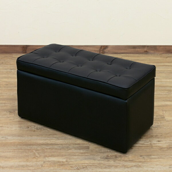 収納付きベンチチェア/スツール 【幅76cm】 ブラック 『CORO』 張り材:合成皮革(合皮) 【完成品】【代引不可】 送料無料! [2]