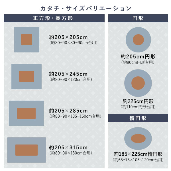 こたつ布団 こたつ掛け布団 単品 約185×225cm 楕円形 65〜75×105〜120cmのこたつ台...