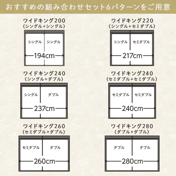 ベッド ワイドキング 280(D+D) ボンネルコイルマットレス付き ストーングレー 2台セット 収納付き 宮付き 棚付き コンセント付き 木製 組立品 [2]