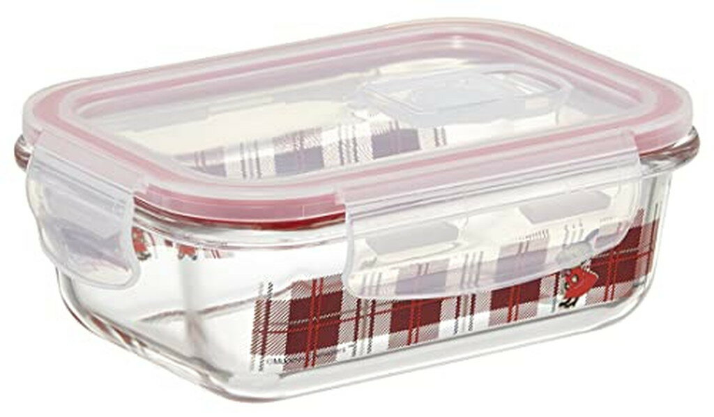 耐熱ガラス 4点ロック 保存容器 370ml リトルミイ チェック(1個)【スケーター】