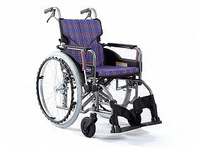 モダンAstyle 背折れ自走用 KMD-A22-42-H/紫チェック(A11)/座幅42-前座45cm カワムラサイクル KMD-A22-42-H
