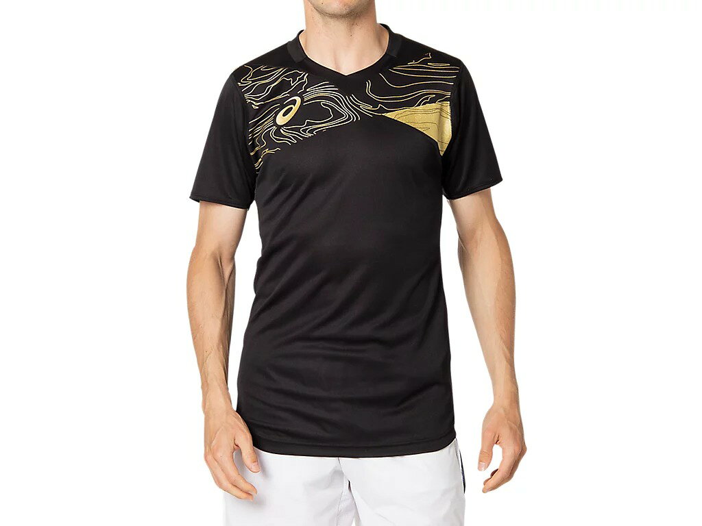 【メール便発送品】アシックス asics ハンドボ-ル プラクティスショートスリーブトップ Pブラツク(001) S 2073A028 ウエア 部活動　クラブ活動