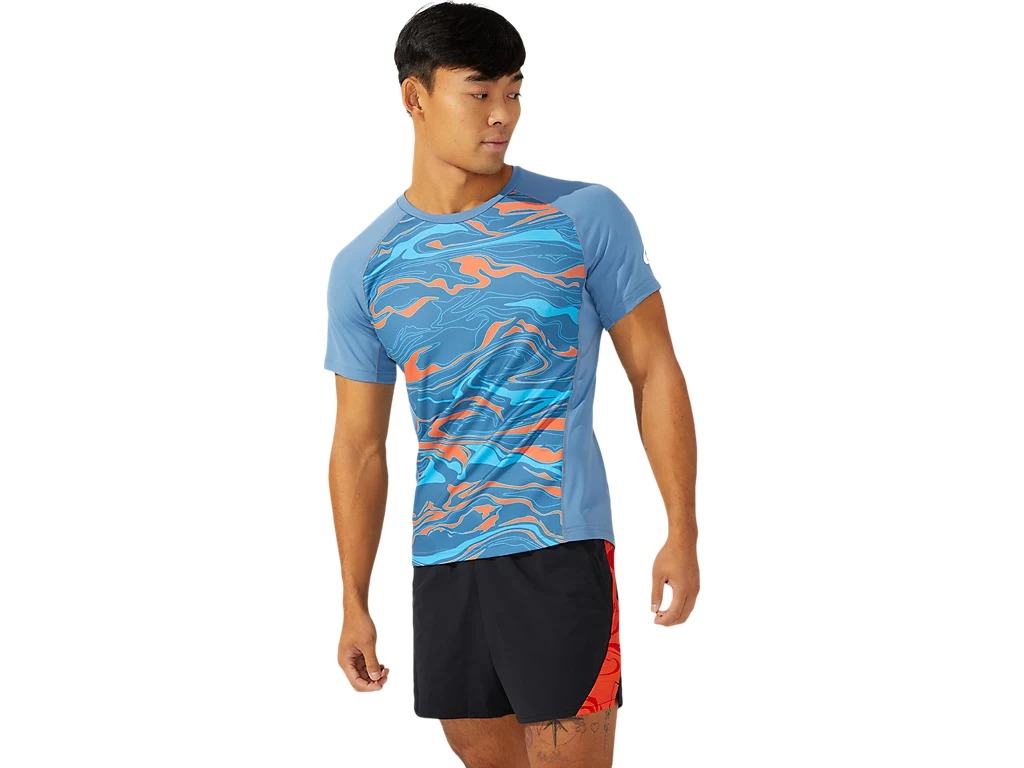 【メール便発送品】アシックス asics リクジヨウ SFグラフィックショートスリーブトップ グレーフロス(020) 150 2091A377 ウエア 陸上 部活動　クラブ活動