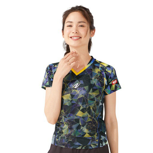 日本卓球 Nittaku 卓球 ウェア（レディース） ムーブステンドシャツレディース／MOVESTAINED LADIES SHIRT ブラック(71) XO NW-2192 ピンポン 部活動　クラブ活動