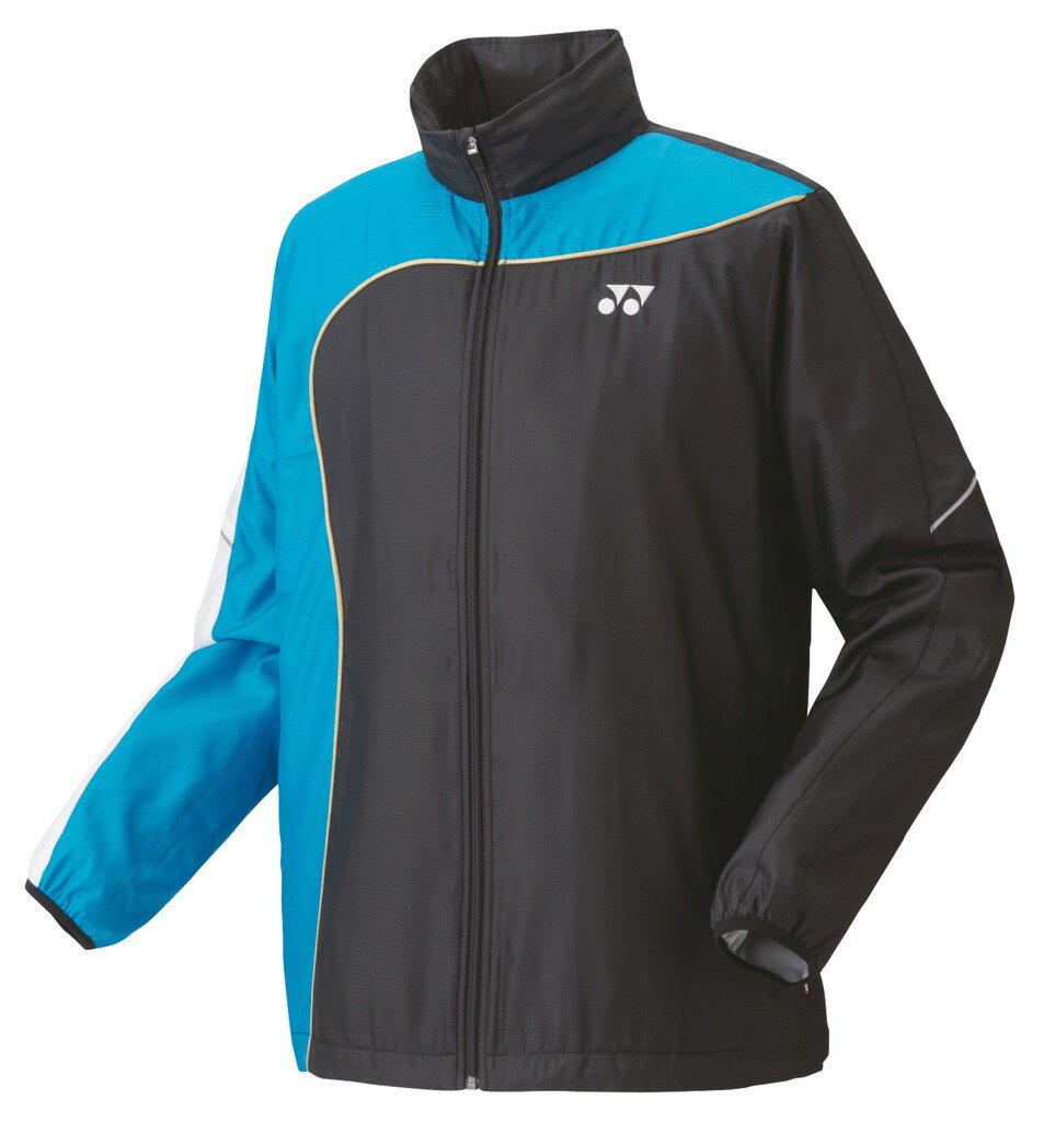 【メール便発送品】ヨネックス YONEX テニス・バドミントン ウエア(ユニ) ユニ裏地付ウィンドウォーマーシャツ ブラック/ブルー(188) M 70081