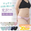 【20%OFFクーポン配布中】レディース ショーツ サテン風 4枚 セット 選べる 福袋 3L 4L 5L レース まとめ買い 下着 スタンダード ナイロン ト...