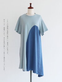【再入荷♪♪7月25日20時より】「Vieo」日常に愉しむ異素材チュニックワンピース