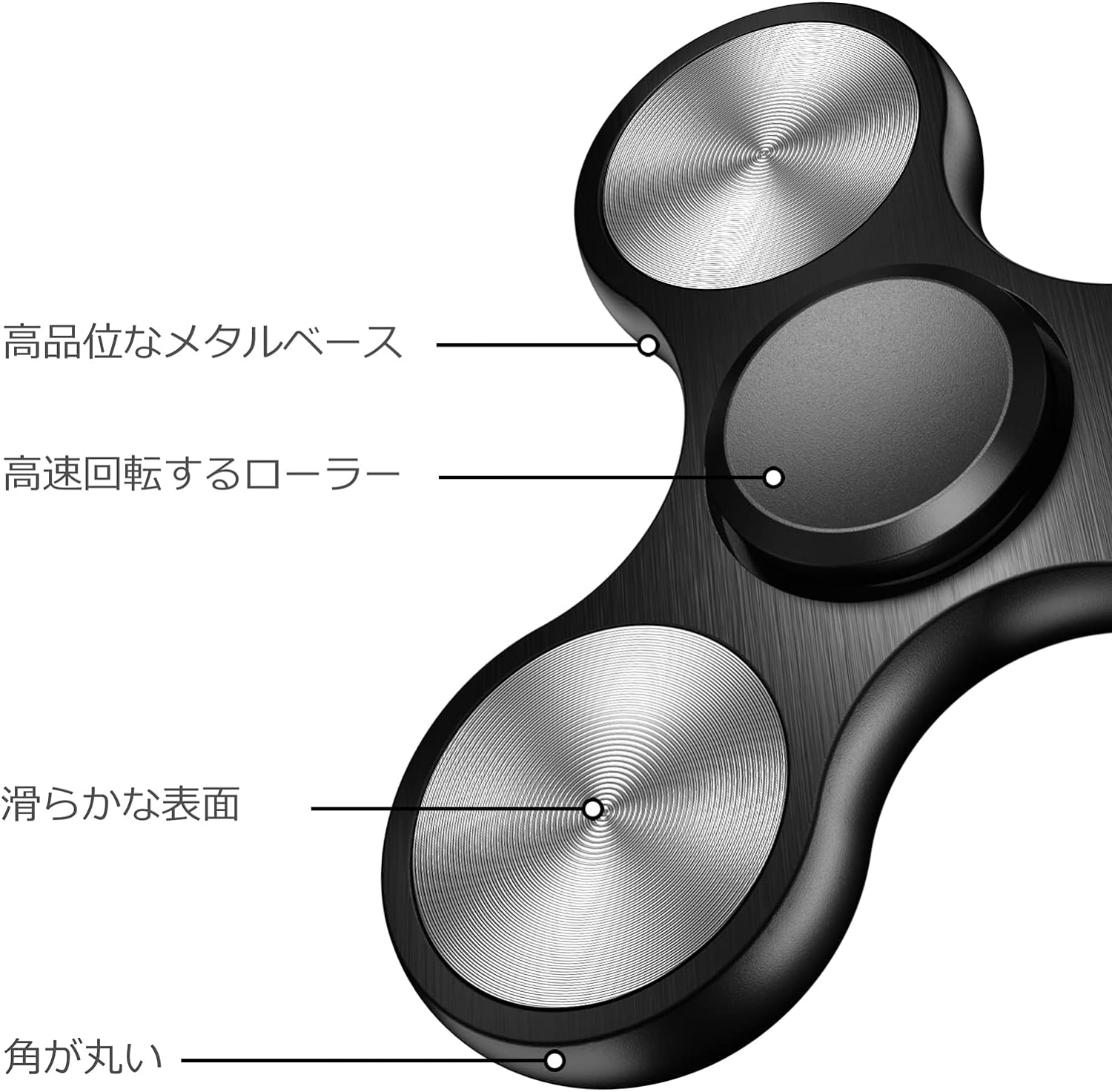 VIEW shopのハンドスピナー 高級 ストレス解消 グッズ 超耐久性 ステンレス製ベアリング 高速回転 2～5分スピン ADHD 自閉症 おもちゃ ハンドスピナ｜アングル2