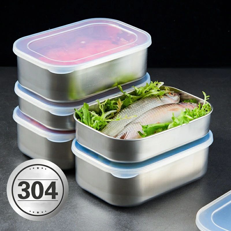 Steel Storage Containers - 保存容器 ステンレス製 角型 フタ付き 冷蔵庫 弁当箱 丸型 ステンレス容器 送料無料 角型容器 コンパクト容器 ランチボックス 角型容器