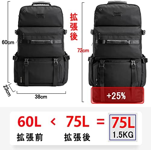 VIEW shopの登山リュック 75L 大容量 バックパック リュックサック 軽量 防水 ハイキング キャンプ アウトドアバッグ 防災 旅行｜アングル2