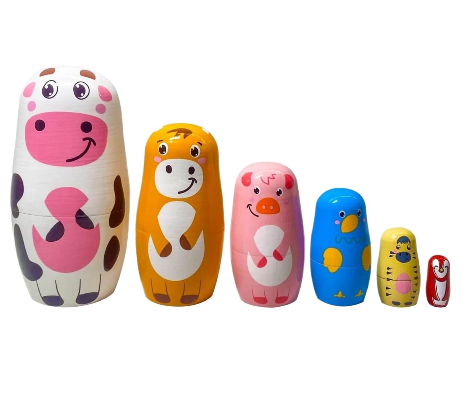 入れ子人形 マトリョーシカ マトリョーシカ人形 6 個の入れ子人形動物の入れ子人形スタッキング木製手作りマトリョーシカ人形 ロシアの