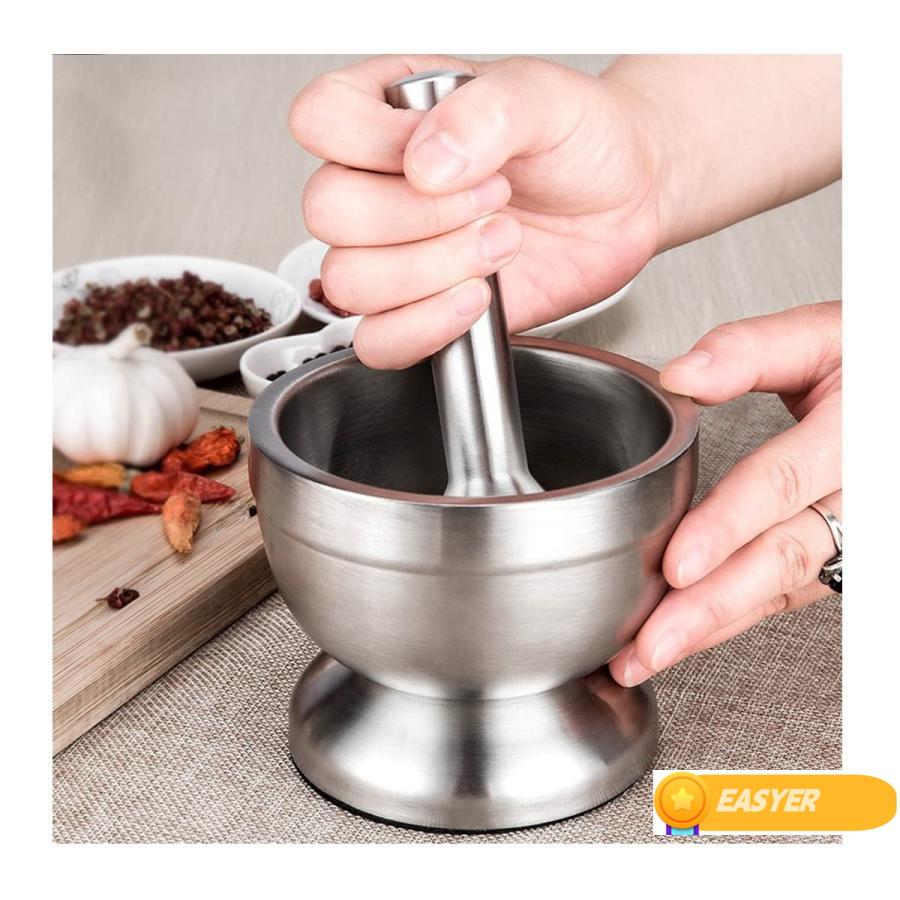 すり鉢?すりこぎ棒セット 、こぼれ避け蓋付き静音 ミニ 滑り止め スパイスすり鉢 スパイスグラインダー..