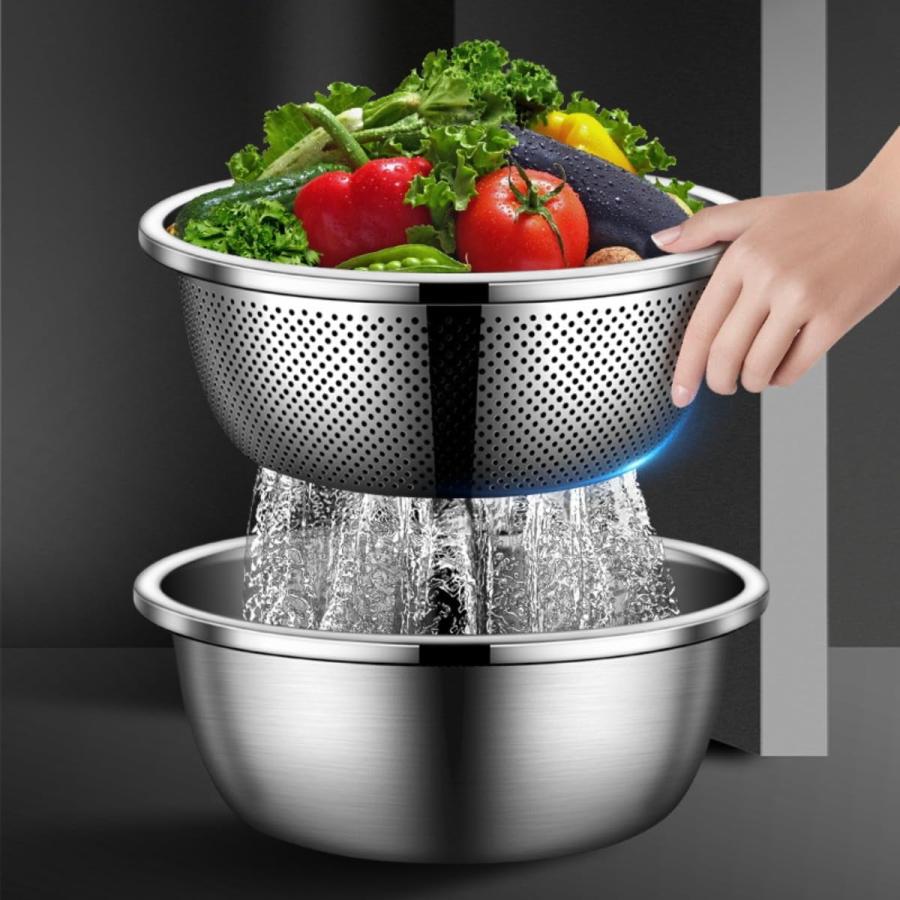 米洗いボウル 米とぎ 水切り304ステンレス鋼 ボウル 米ストレーナー万能 ボウル ステンレス鋼 ステンレ..