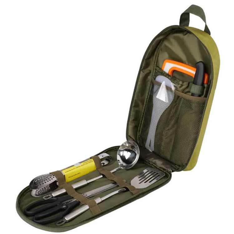 VIEW shopのカトラリーセット キャンプ 調理器具 カトラリーケース 8点セット キッチンツール バーベキュー 食器 収納ケース キャンプ飯 スプーン｜アングル2