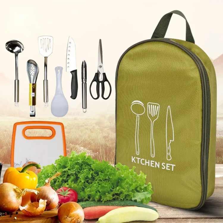 VIEW shopのカトラリーセット キャンプ 調理器具 カトラリーケース 8点セット キッチンツール バーベキュー 食器 収納ケース キャンプ飯 スプーン｜アングル3