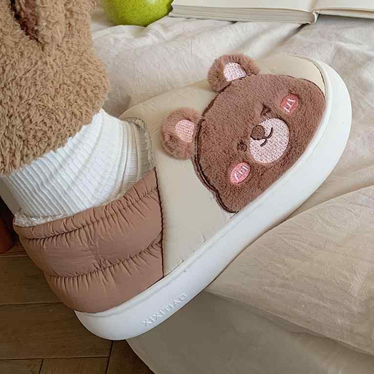樂天商城 - スリッパ 冬 メンズ レディース兼 ベア柄 防寒 カップル かわいい 厚 防滑 屋内 サンダル