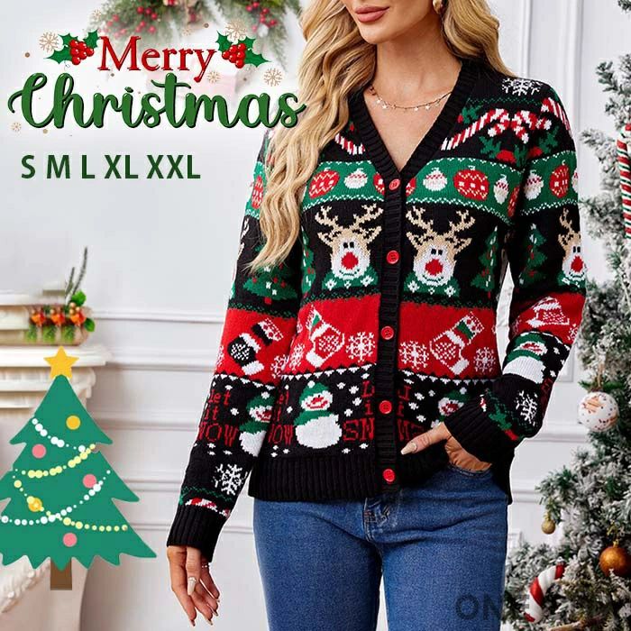クリスマスセーター 暖かい サンタ服 ニットセーター レディース 保温 春秋冬 厚手 長袖 秋冬 トナカイ柄 ツリー柄 贈り物 MerryChristm