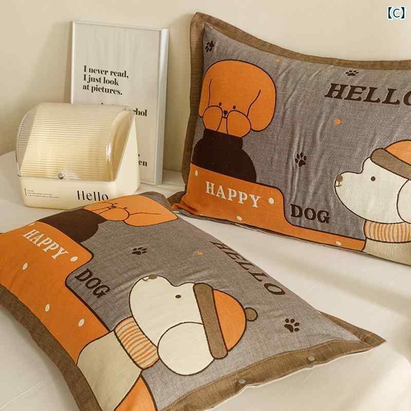 枕 カバー おしゃれ インテリア 綿 4 層 ガーゼ 枕 カバー 大人用 1 組 家庭用 厚手 吸汗性 頭 皮の 油分 防止