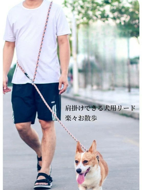 VIEW shopの犬 リード 犬用リード ダブルリード ショルダーリード 迷子防止 小型犬 中型犬 大型犬 ナイロン ロングリード 光るリード 多機能 おしゃ｜アングル2