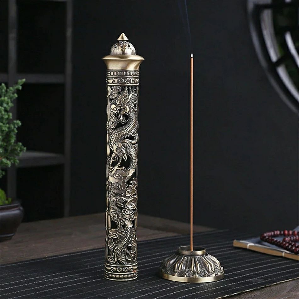 incense Burners - 縦香炉 香バーナー お香立て 線香立て フェニックス 龍 癒し リラックス 香炉仏 古典 お坊さん 仏教 香のバーナー 香り おしゃれ お香