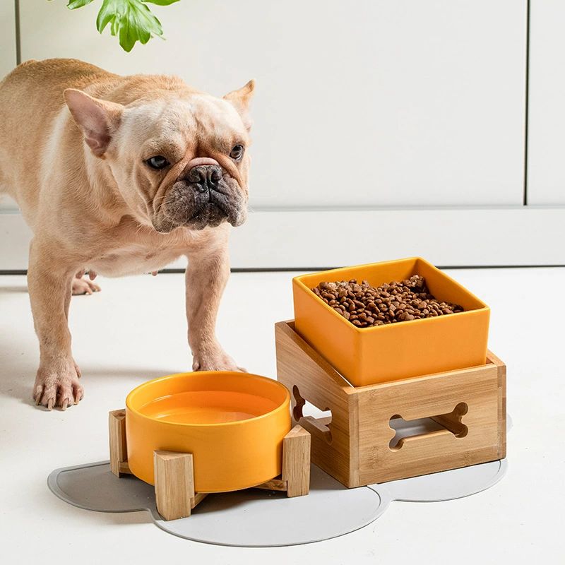 セラミック犬用フードボウル 猫用フードボウル 傾斜口 首保護 こぼれ防止