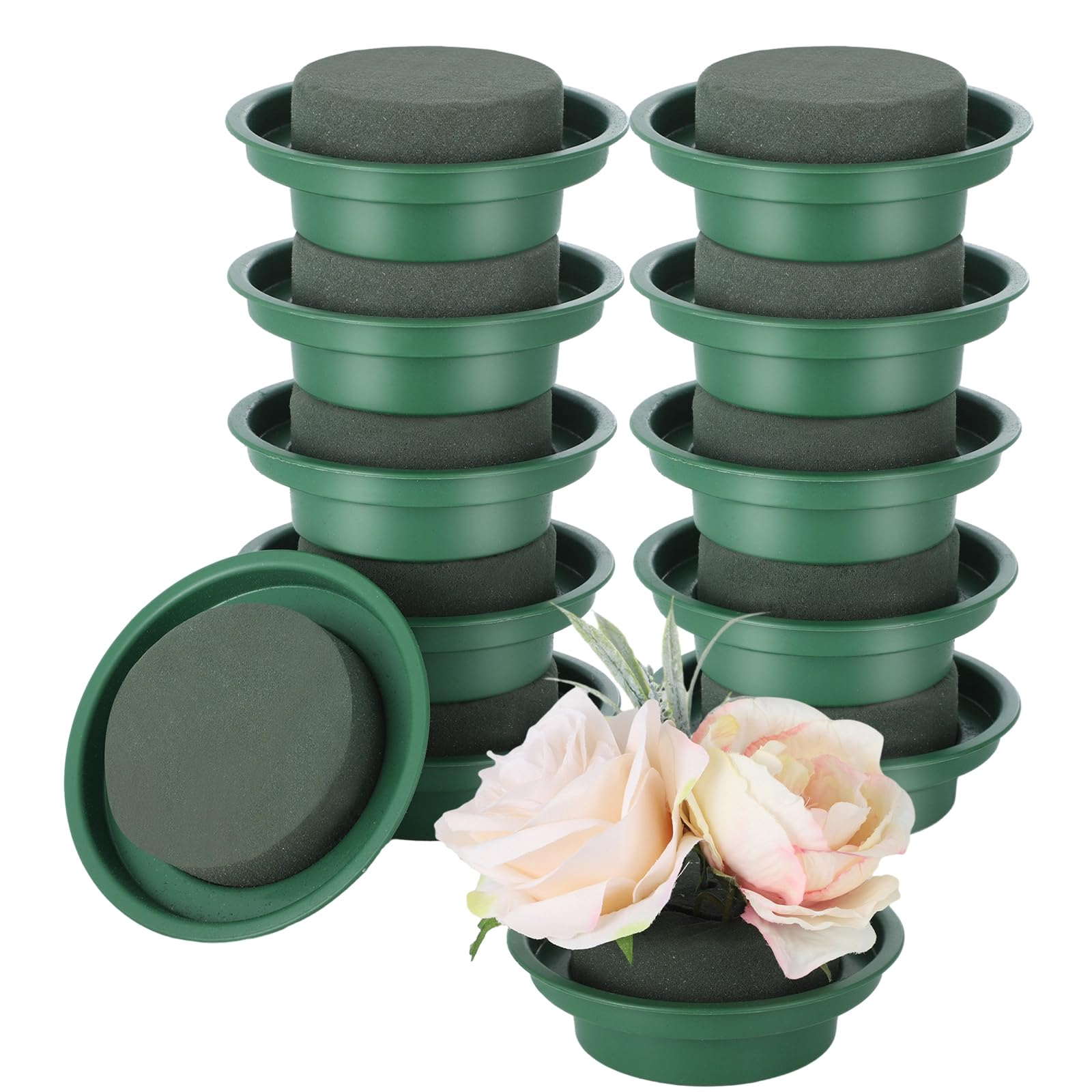 12個 フローラルフォーム ボウル付き 4.7インチ DIYフラワーアレンジメントキット ラウンドウェットフ..