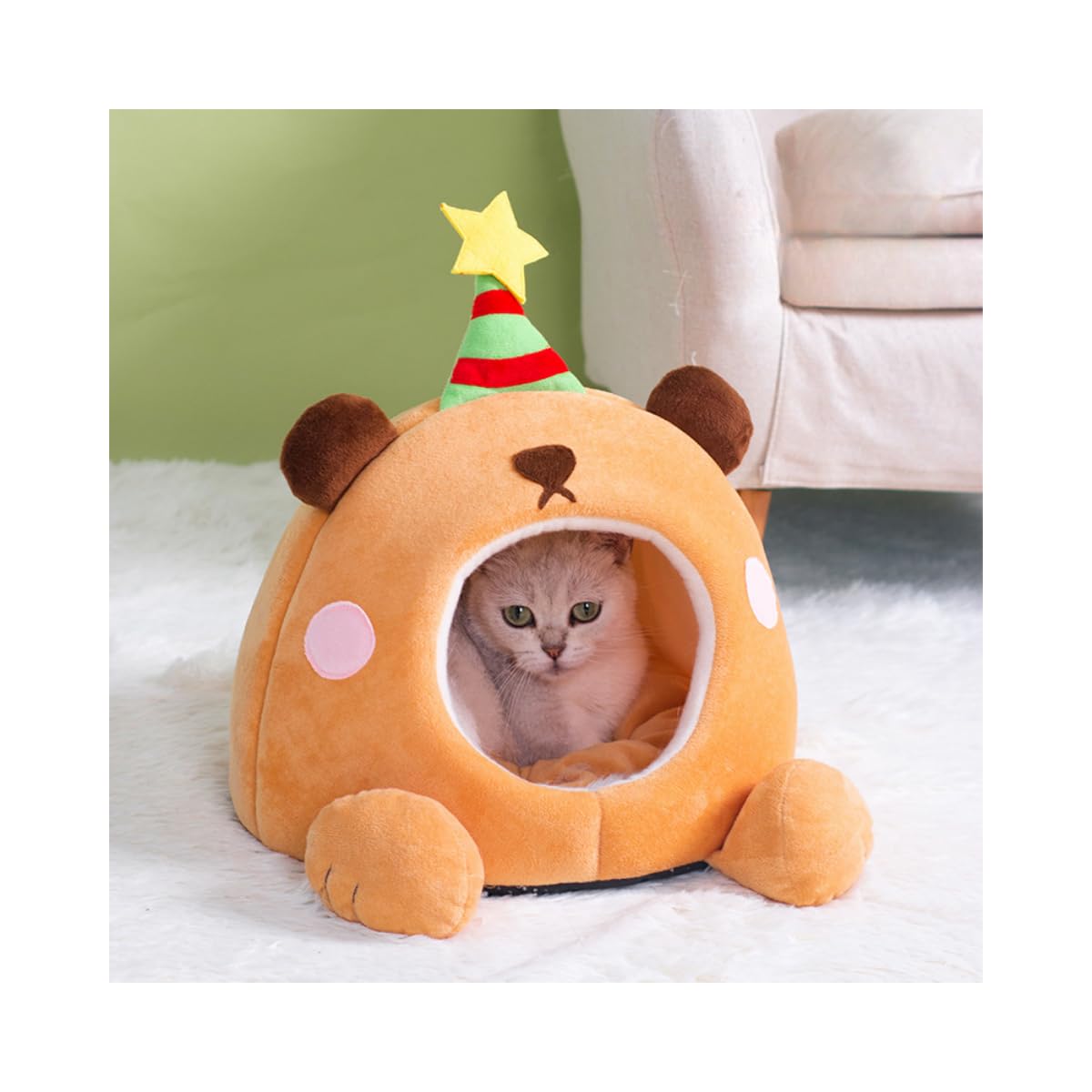 Rakuten - 猫ベッド 猫ハウス 冬用 かわいい 萌え趣味 快適 やわらかい 清潔維持 収納便利 安定性 滑り止め インテリア 犬小屋 子猫 子犬用 H11