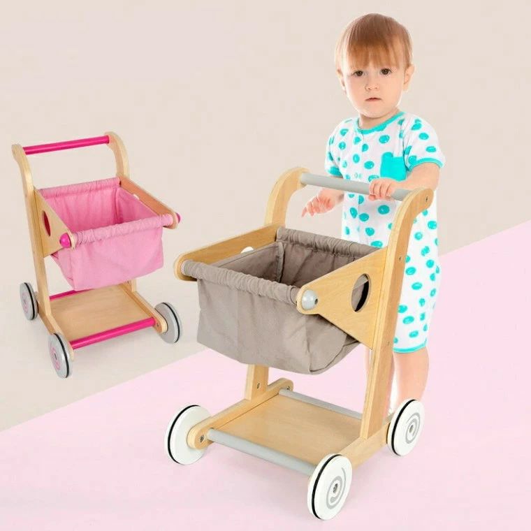 木のおもちゃ ショッピングカート 買い物カート トロリー 子供おもちゃ 誕生日プレ...
