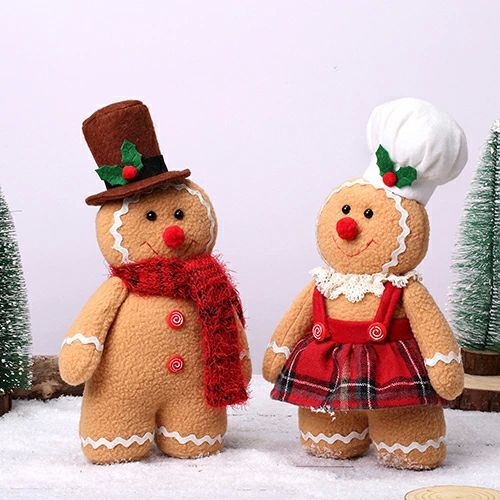 Rakuten - ぬいぐ オーナメント 室内装飾 飾り品 テーブル飾り クッキー ジンジャーマン 置物 人形 クリスマス 2点セット 飾り クリスマス