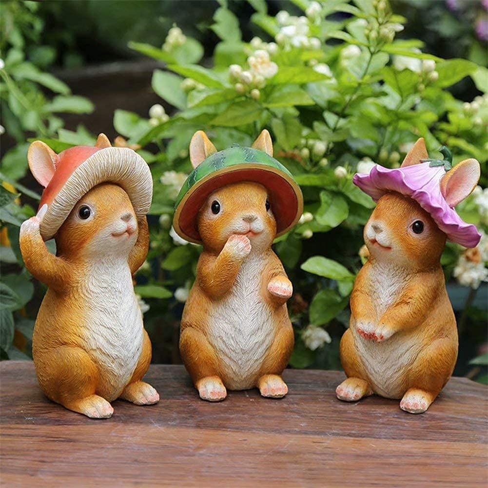 3個セット 超お得 ガーデンオーナメント ウサギ 春日のかわいい風 童話シリーズ 置物 樹脂 飾り 防水 耐久 プレゼント ギフト 部屋 お庭 屋外 玄関 出窓 階段 インテリア (3種セット)