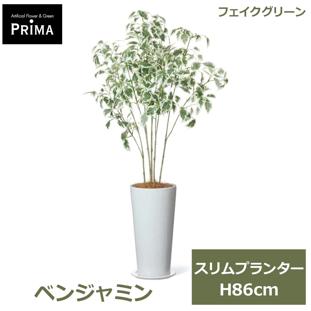 Benjamin - エントリーでポイント5倍&100円OFFクーポン フェイクグリーン 観葉植物 人工観葉植物 造花 ベンジャミン スリムプランター H86cm 植物 グリーン おしゃれ インテリア PRGR-1465 グリーンパーク GREENPARK 送料無料 フェイク 人工植物 花言葉 信頼 結婚 友情 永遠の愛 プレゼ