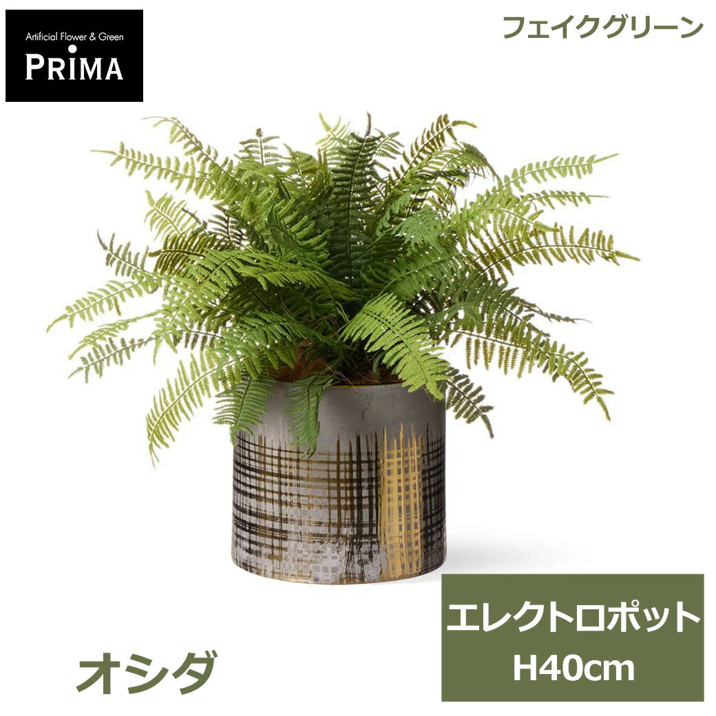 Rakuten - エントリーでポイント5倍 フェイクグリーン 観葉植物 人工観葉植物 造花 卓上 オシダ エレクトロポットM 植物 テーブルグリーン フェイク グリーン PRGR-1696 グリーンパーク GREENPARK 送料無料 インテリア プレゼント ギフト シンプル リビング 洗