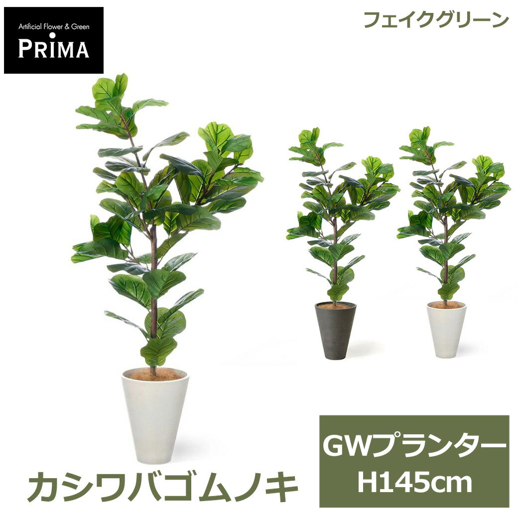 Rakuten - エントリーでポイント5倍 フェイクグリーン 観葉植物 人工観葉植物 造花 カシワバゴムノキ カシワの葉 GW プランター H145cm 植物 大型 鉢付き グリーン フェイク PRGR-1711 GREENPARK 送料無料 人気 グリーンパーク インテリア プレゼント ギフト