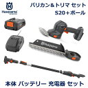 ハスクバーナ バリカン ヘッジ トリマ S20 ポール 伸縮性 最大3m セット アタッチメント充電器 セット 正規品 庭 庭木 剪定 Aspire バッテリー 共有 Husqvarna 送料無料 充電式 交換式 工具不要 静音 静か 手入れ 用品 道具 軽量 小型