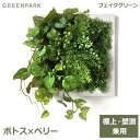 フェイクグリーン 観葉植物 人口観葉植物 造花 卓上 壁掛け ポトス ベリー ホワイトフレーム グリーンマット おしゃれ PRGR-1316F グリーンパーク ...
