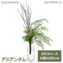 フェイクグリーン 観葉植物 人口観葉植物 造花 卓上 アジアンタム ウィロー ガラスシリンダー 植物 フロアグリーン グリーンパーク GREENPARK H10...
