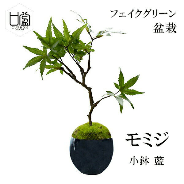 盆栽 盆栽 モミジ フェイクグリーン ミニサイズ 小鉢 藍 造花 観葉植物 インテリア 置き物 和室 おしゃれ モダン リアル 陶器 プレゼント ギフト CUPBON PRGR-1221 カップボン 人口植物 和 グリーン シンプル 店舗 ディス 送料