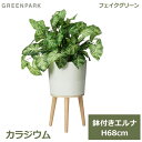 フェイクグリーン 観葉植物 フェイク 人工観葉植物 造花 植物 インテリア リアル おしゃれ カラジウム エルナ 葉 68cm 鉢付き 鉢セット PRGR-1526 GREENPARK 送料無料 ポット付き リビング 寝室 玄関 オフィス シンプル お祝 グリーンパーク 室内 デ(4)