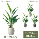 フェイクグリーン 観葉植物 人口観葉植物 造花 卓上 大型 オーガスタ エッグポット 鉢付き 140cm フェイク 植物 おしゃれ 鉢セット大きな葉 PRGR-1364 GREENPARK 送料無料 インテリア ギフト プレゼント 玄関 リビング ホテル 花言葉 輝かしい未来 あ