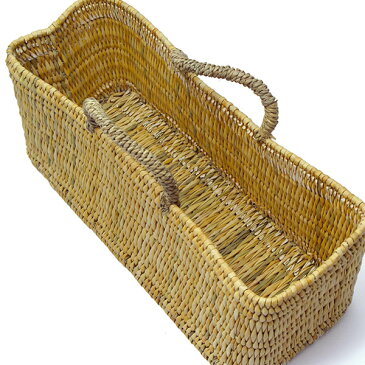 ストロー 横長 カゴ L 水草 かごバッグ バスケット おしゃれ 持ち手 収納 シンプル ピクニック 買い物 エコバッグ レジ 麦わら レディース アフリカンスクエアー モロッコ 手作り 籠 大きい レジかご おもちゃ入れ 壁掛け インテリア