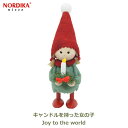 ノルディカ ニッセ NORDIKA nisse クリスマス 飾り 人形 妖精 フェルト インテリア 北欧 ナチュラル サンタクロース 緑 キャンドル 持った 女の子 NRD120759 レッド joy to the world 2023 ギフト 可愛い 小さい プレゼン