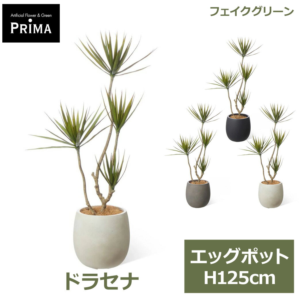 エントリーでポイント5倍&2%OFFクーポン フェイクグリーン 観葉植物 人工観葉植物 ドラセナ コンシンネ エッグポット H125cm 植物 大型 鉢付き プランター付き グリーン フェイク PRGR-1725 GREENPARK 送料無料 人気 モダン 北欧 インテリア グリーンパーク プレゼント ギフ