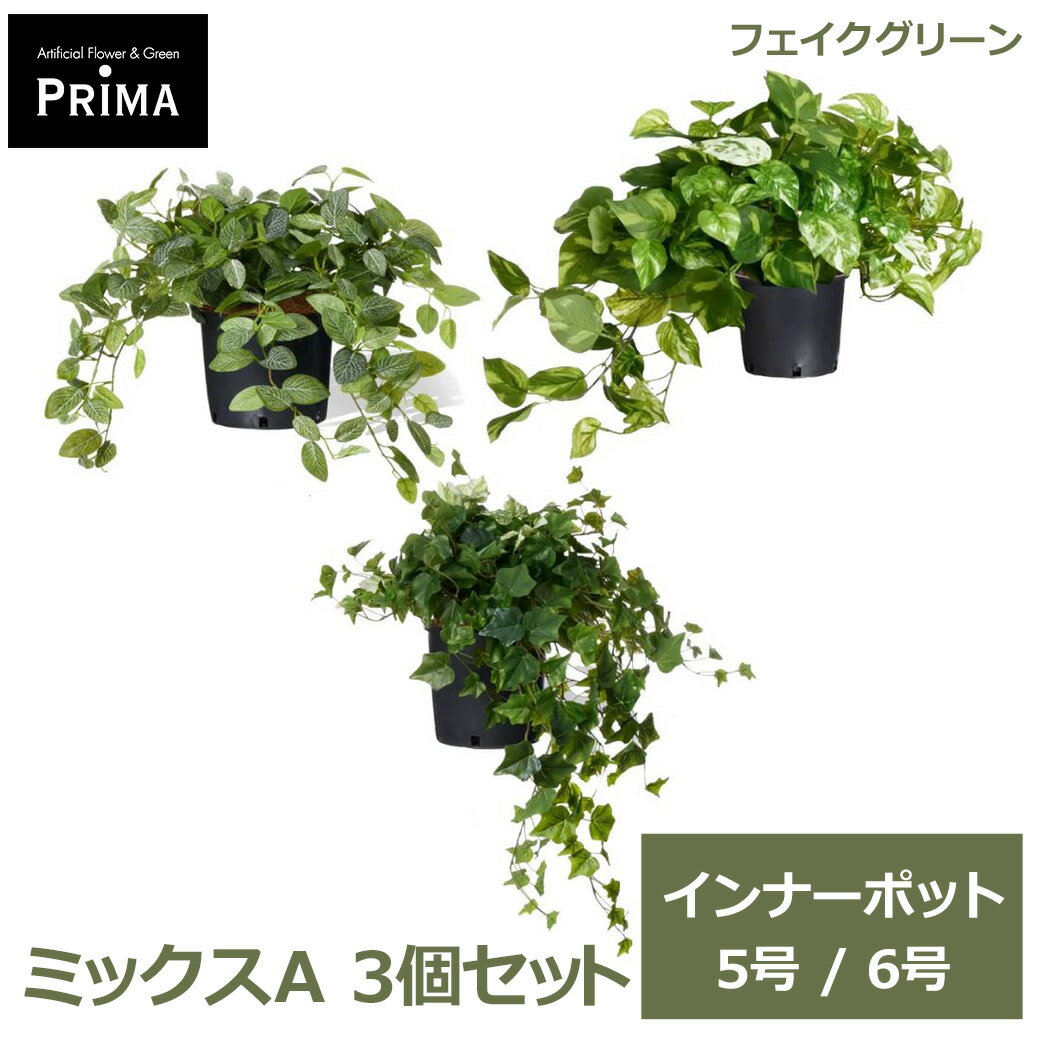 Pothos - フェイクグリーン 観葉植物 人工観葉植物 ポトス アイビー フィットニア インナーポット 3個セット H40cm 5号 6号 鉢にセットするだけ 植物 PRGR-1424P GREENPARK 送料無料 葉 グリーン 水やり不要 人気 アレンジ インテリア アレンジメント フェ