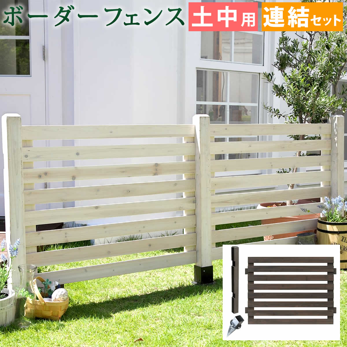 Rakuten - エントリーでポイント5倍 ボーダーフェンス スプレッド（連結セット/土中用）【送料無料 フェンス 木製フェンス ウッドフェンス 天然木製 ガーデンフェンス ガーデニング 枠 柵 仕切り 目隠し 境目 クラシカル アンティーク トレリス ベランダ つる
