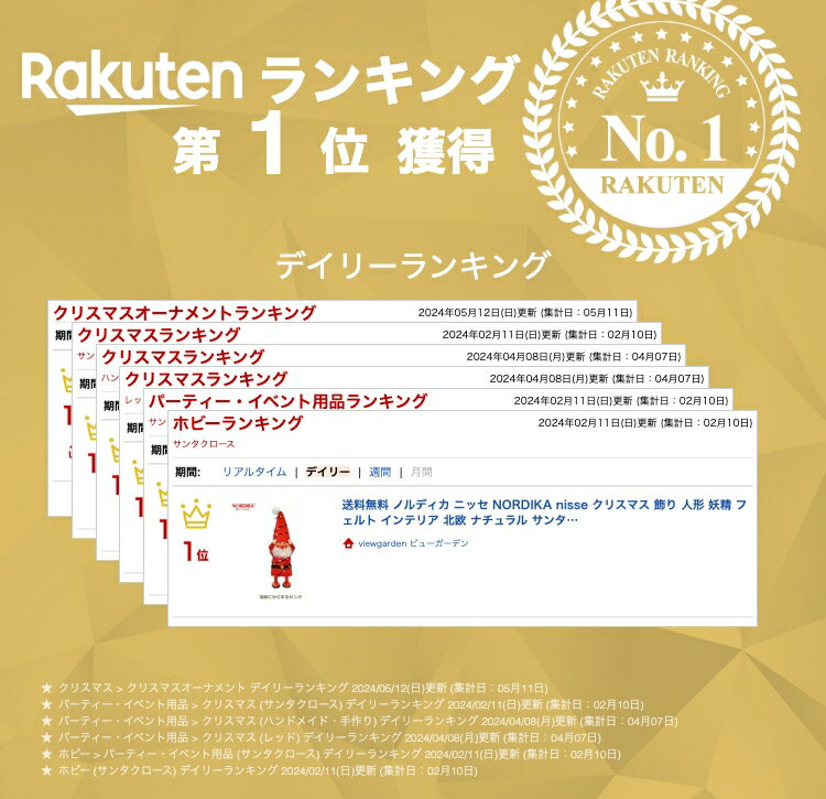 【6/4～6/10 最大100％ポイントバック！※条件あり】ノルディカ ニッセ NORDIKA nisse クリスマス 飾り 人形 妖精 フェルト インテリア 北欧 ナチュラル サンタクロース 赤 電飾 にからまる サンタ NRD120647 ギフト 可愛い 小さい プレゼント ミニ 送料無料 2