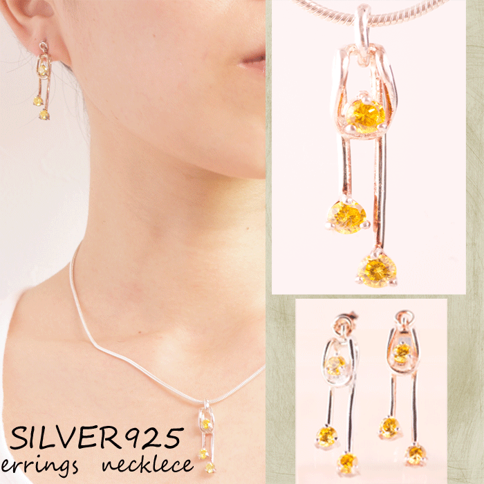 樂天商城 - 【セット商品】シルバー　925　ペンダント ピアス　チェーン付　ネックレス　母の日　敬老の日　誕生日　クリスマス　プレゼント　純銀　スターリングシルバー　シルバーアクセサリー　ジュエリー　クリスタルガラス 送料無料