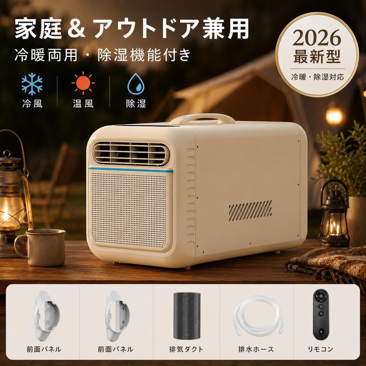 「冷風・温風対応！四季に大活躍」コンパクトエアコン 冷暖対応 家庭＆アウトドア兼用 ポータブルエアコン 2026 ウインドエアコン 冷却ポータブルエアコン 車中泊 アウトドア 省エネ 移動式エアコン