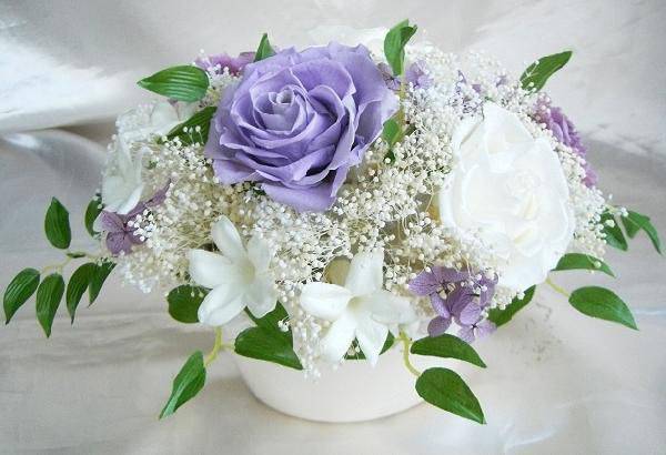 薄藤色のオーバルアレンジ プリザーブドフラワー[PW]