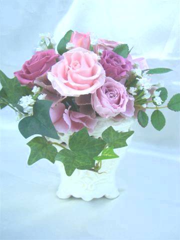 ラべンダーピンクのラウンドアレンジ プリザーブドフラワー[PW]